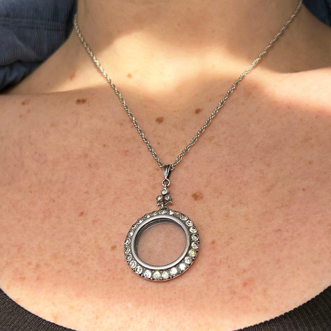 French silver keepsake locket elegant design