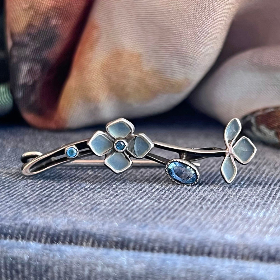 Antique French silver plique à jour brooch