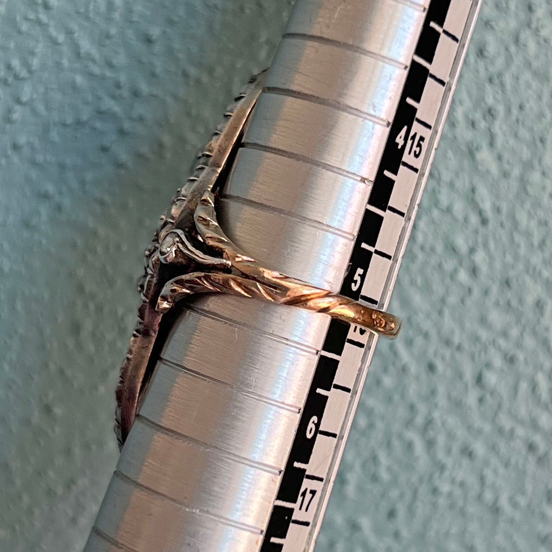 Antique Georgian Diamond Ring 18k Gold Silver-Set , c.1830