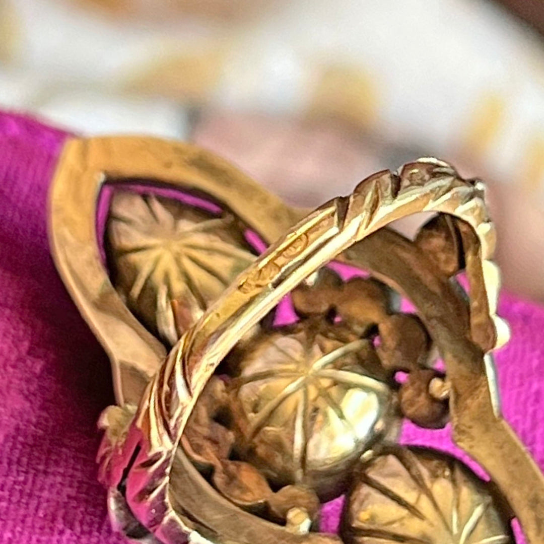 Antique Georgian Diamond Ring 18k Gold Silver-Set , c.1830