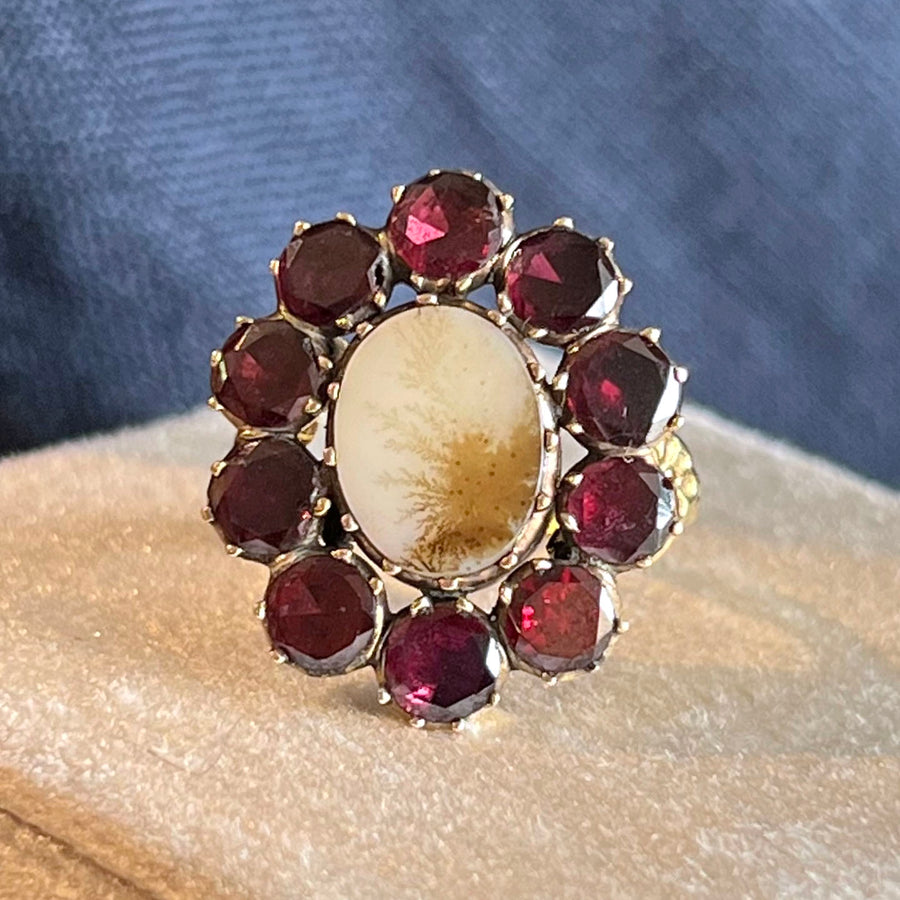 Antique Georgian Garnet and Agate Cluster Ring, c.1820