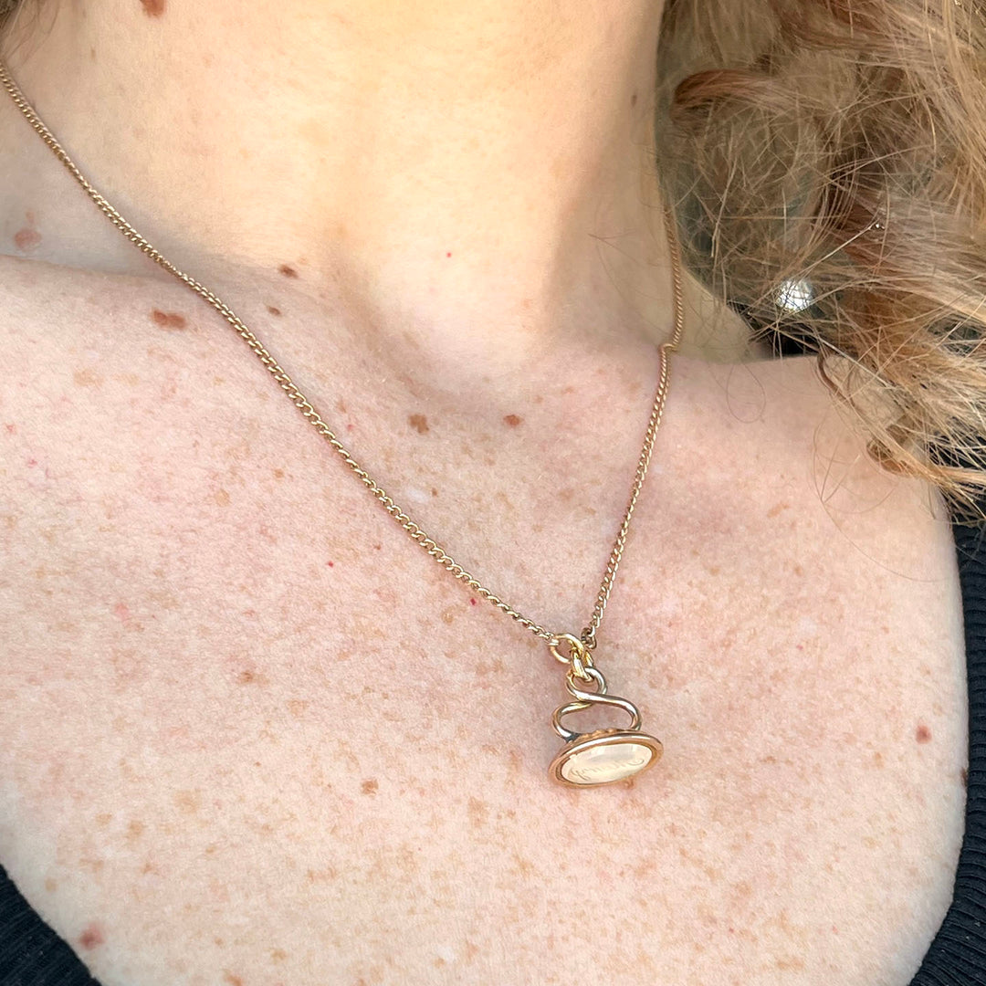 Antique Georgian Gold Fob Pendant Chalcedony “Mary” Intaglio, c.1820
