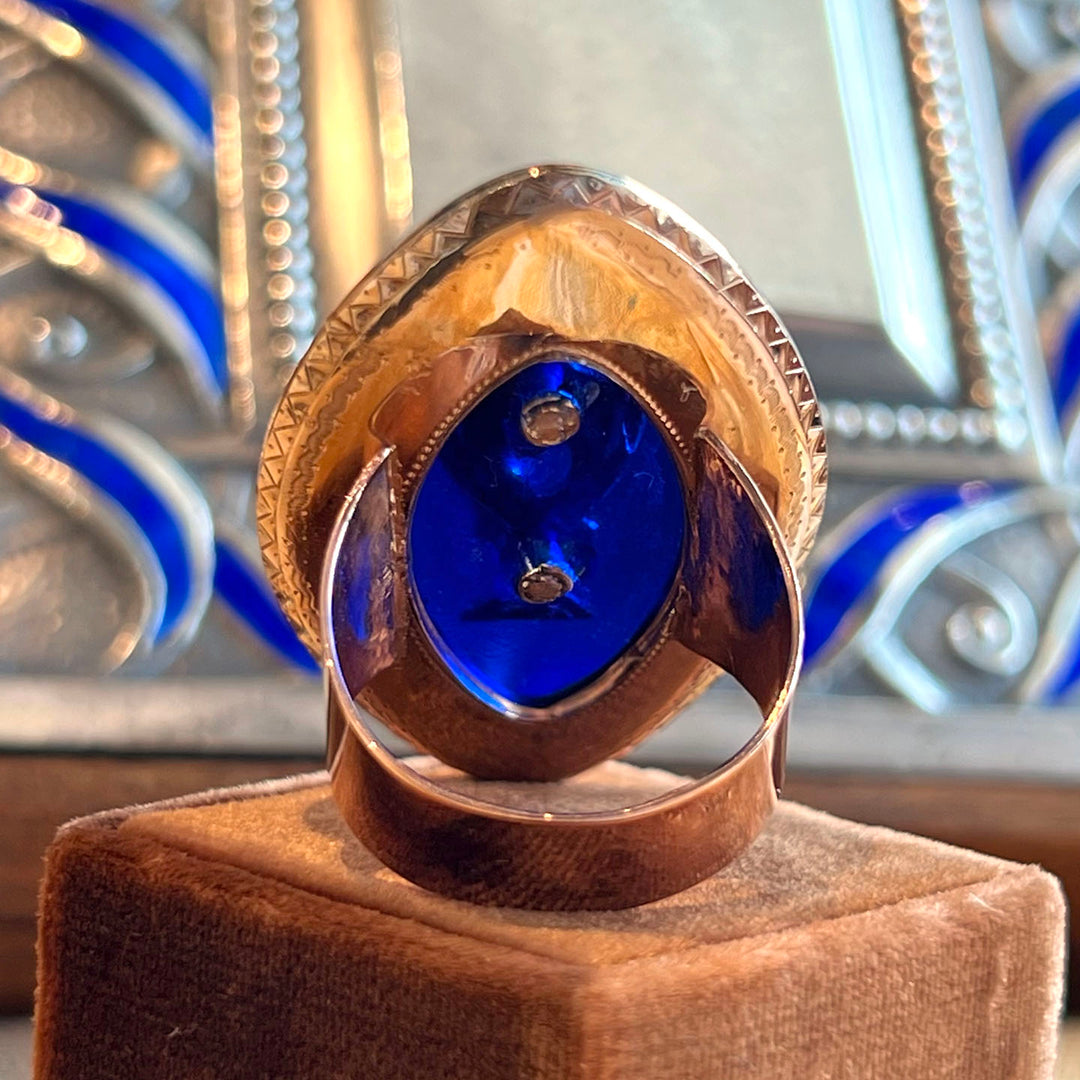 Antique Georgian Marquis Ring Bristol Glass Diamond, c.1750