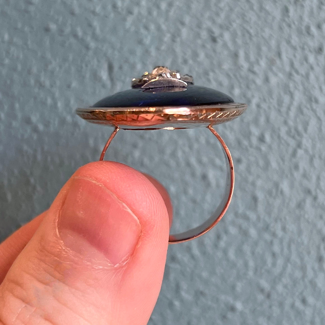 Antique Georgian Marquis Ring Bristol Glass Diamond, c.1750