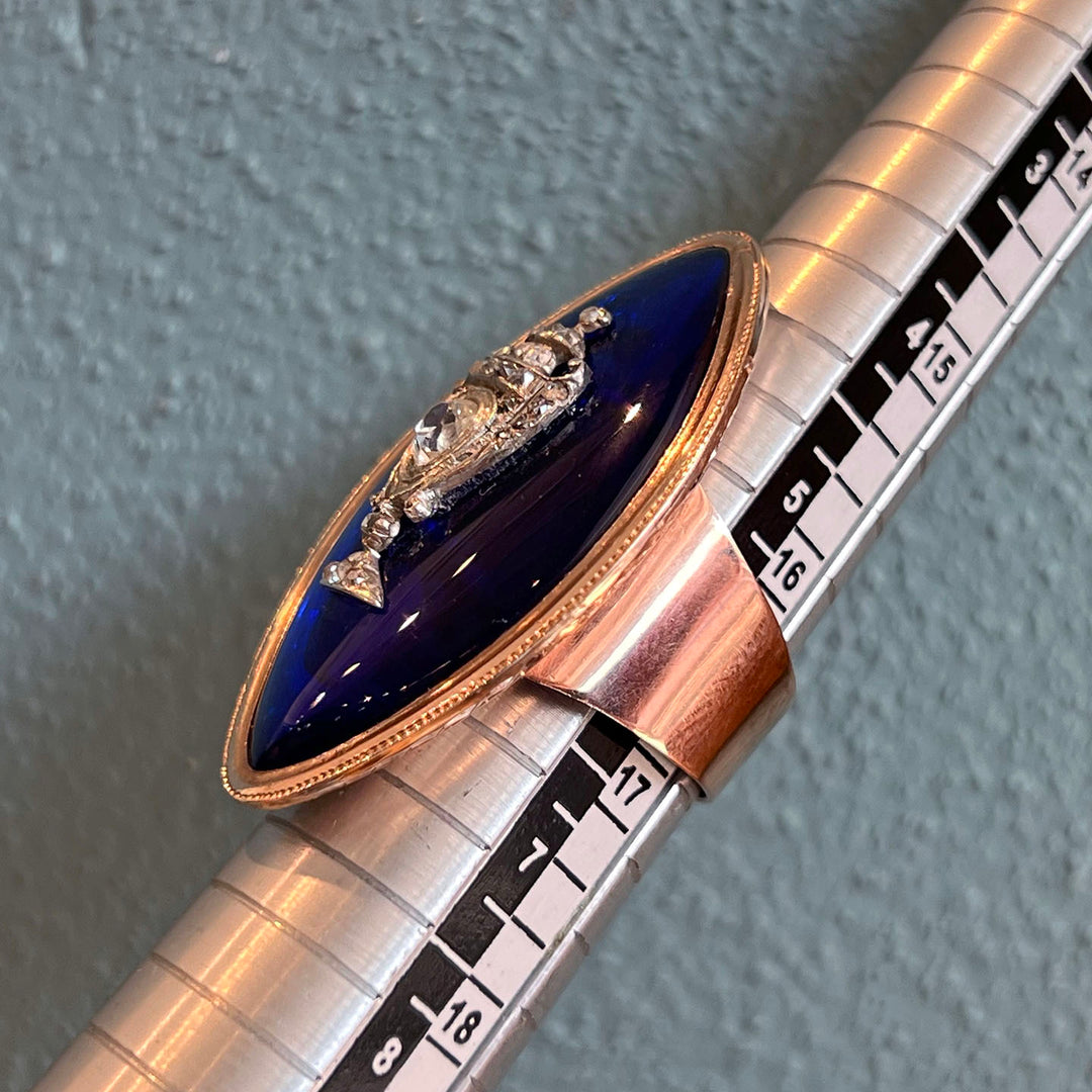 Antique Georgian Marquis Ring Bristol Glass Diamond, c.1750