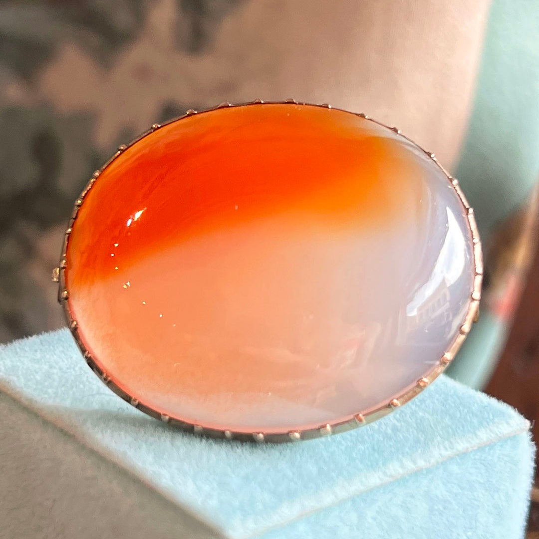 Antique Gold Victorian Brooch Banded Agate