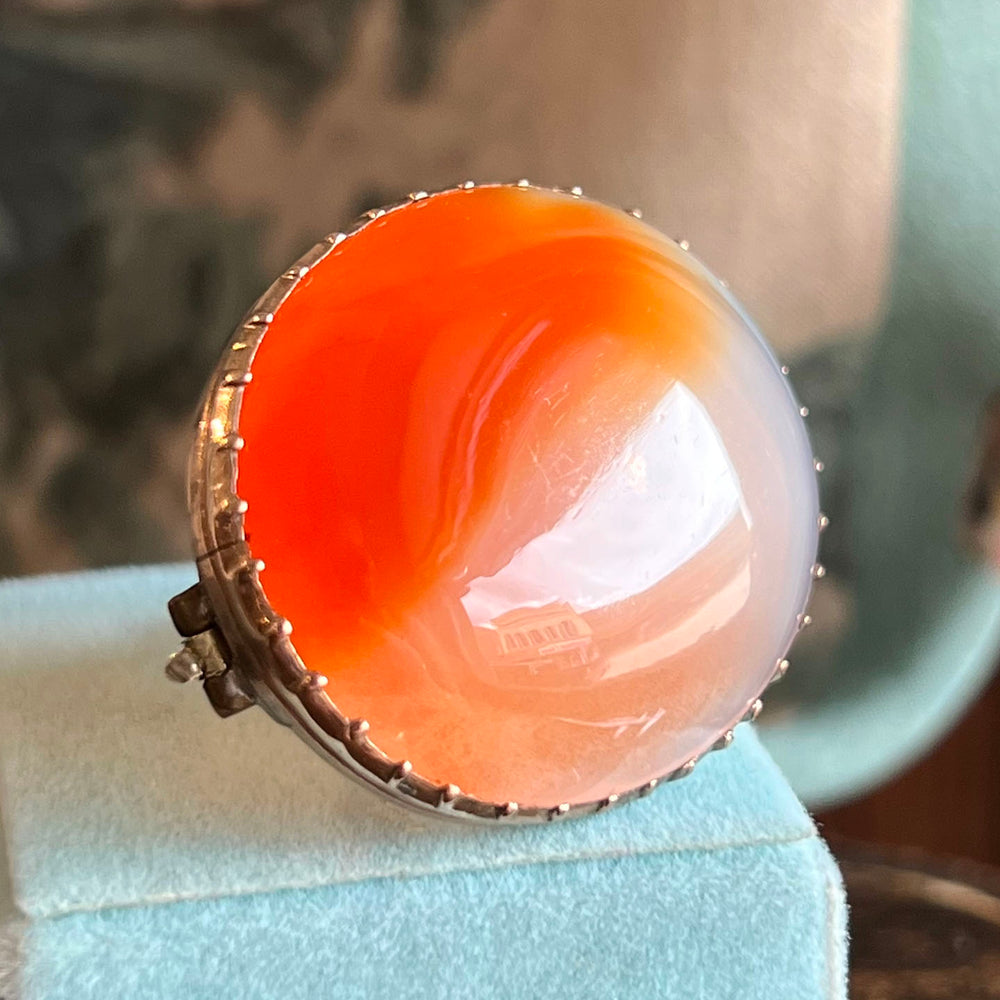 Antique Gold Victorian Brooch Banded Agate