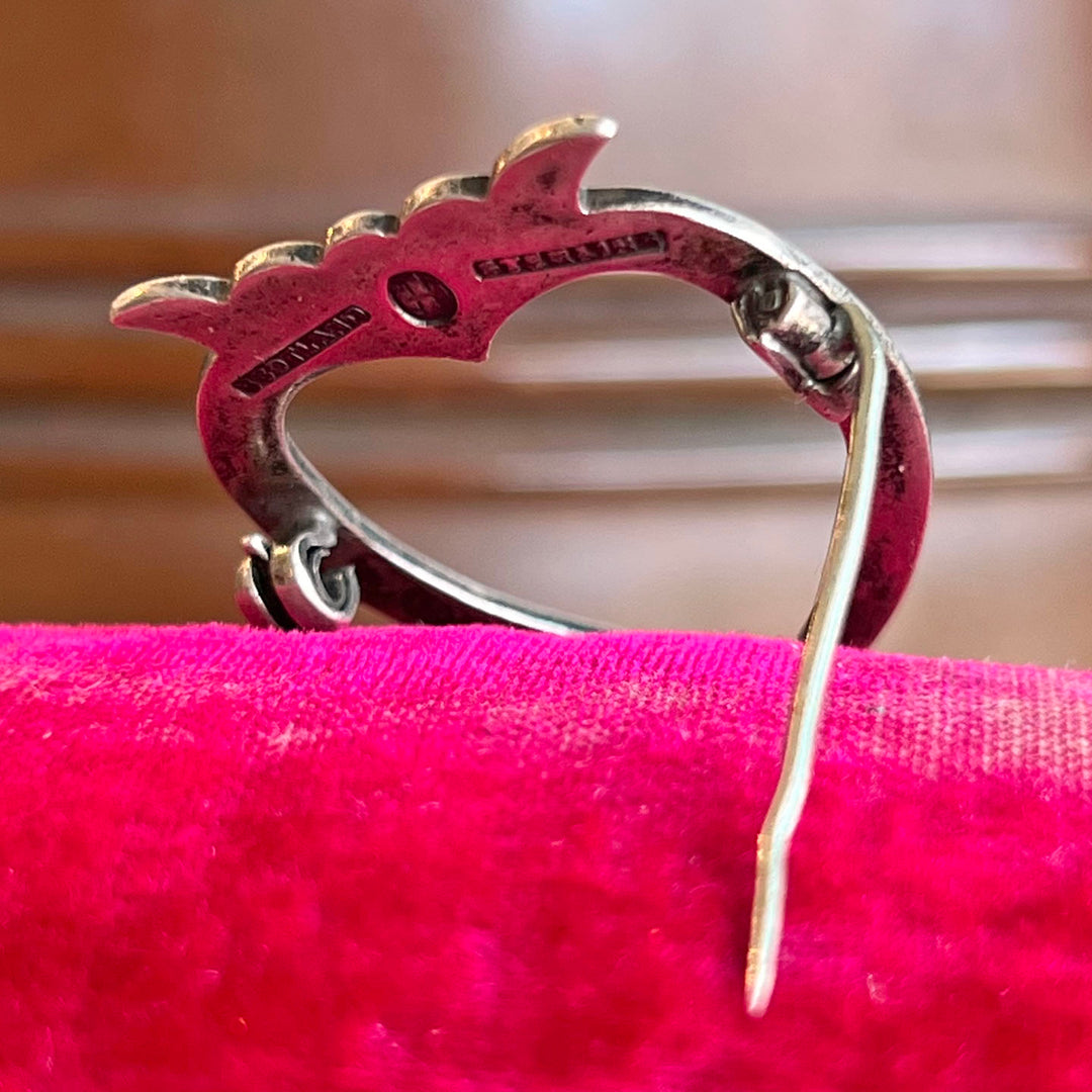 Antique Scottish Sterling Silver Brooch Crowned Heart, c. 1890