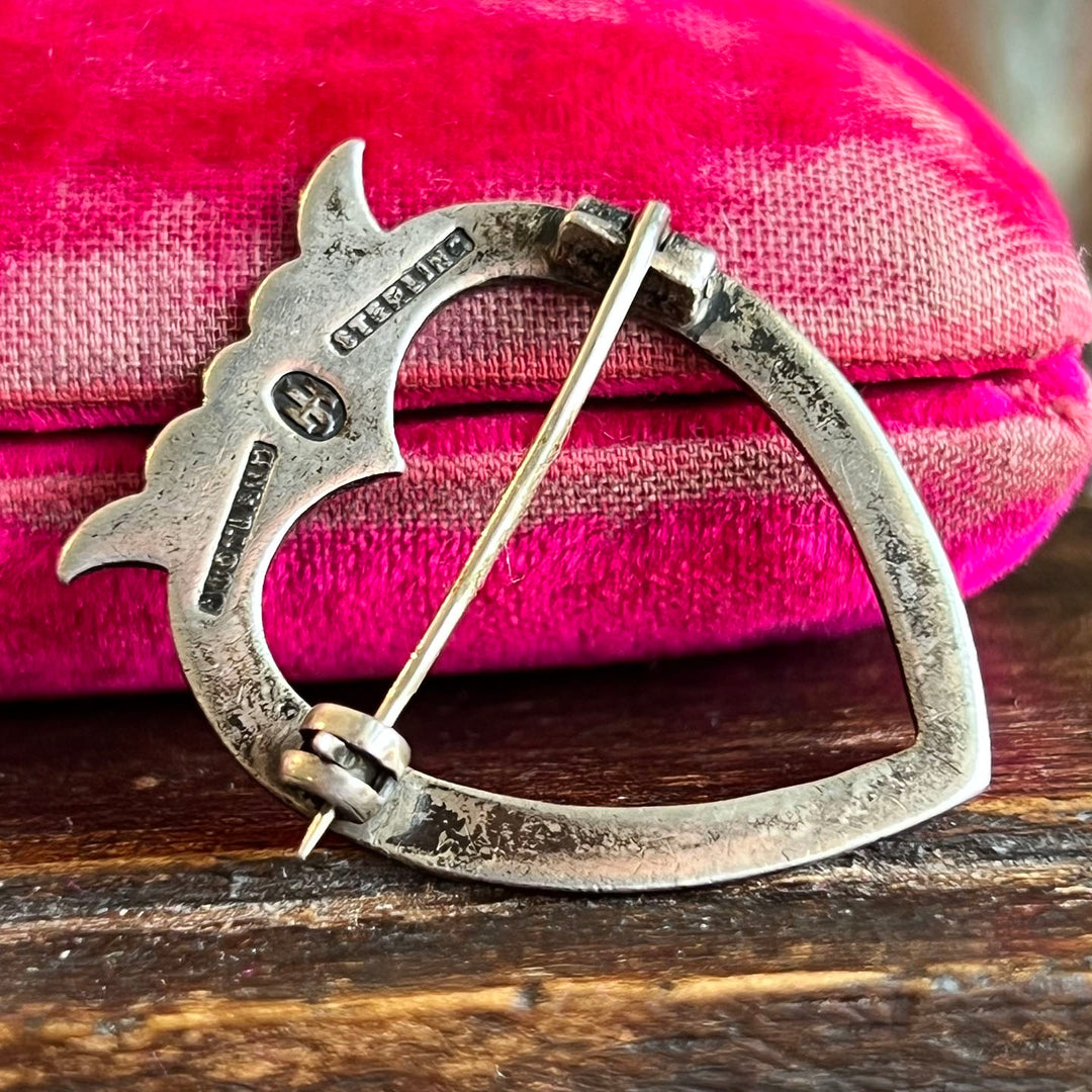 Antique Scottish Sterling Silver Brooch Crowned Heart, c. 1890