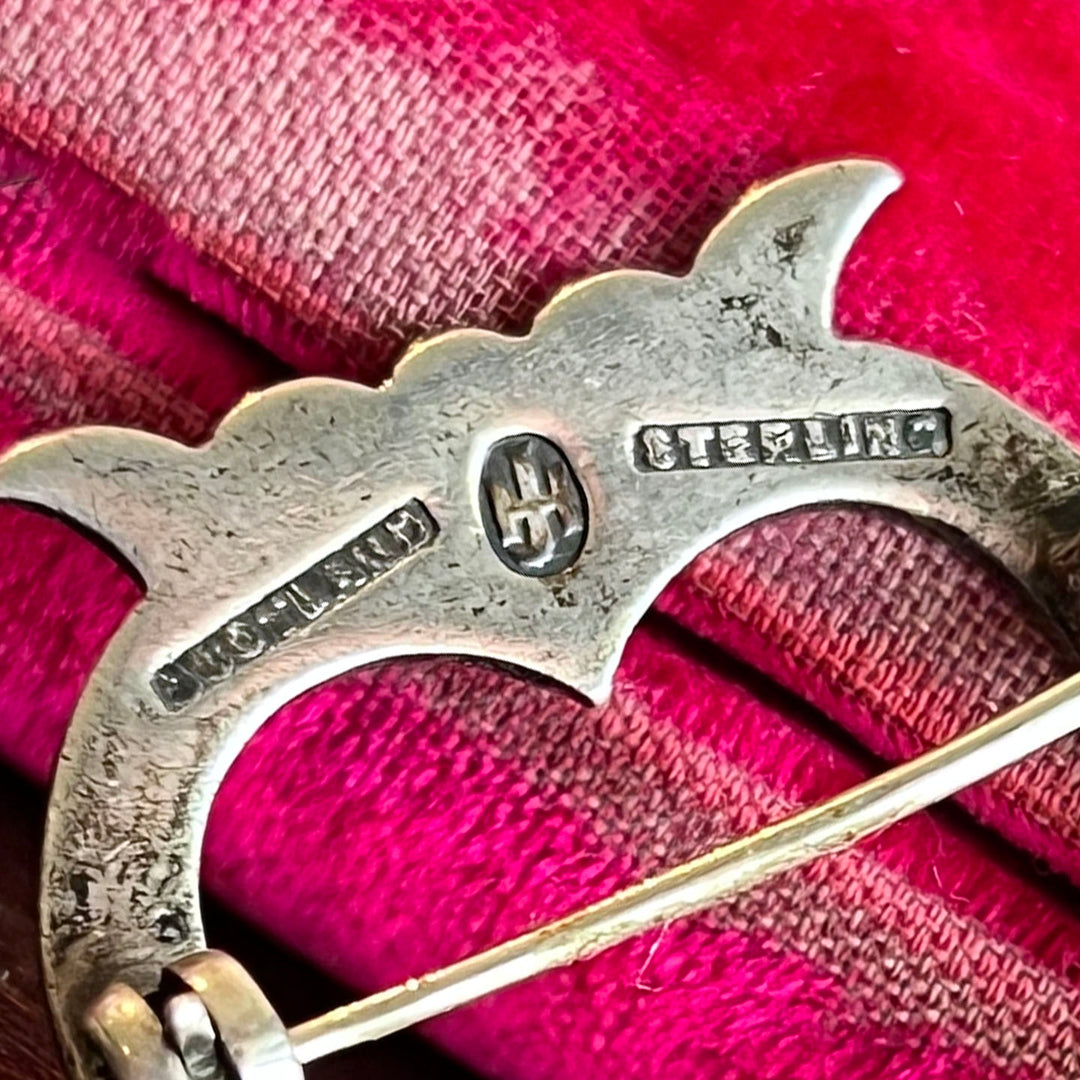 Antique Scottish Sterling Silver Brooch Crowned Heart, c. 1890