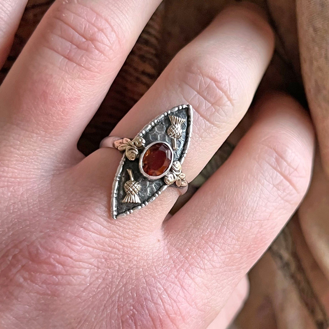 Scottish citrine ring worn on hand vintage style