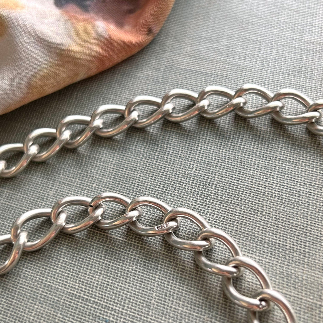 Antique Silver Albert Watch Chain Necklace with T Bar, c.1900 Edwardian