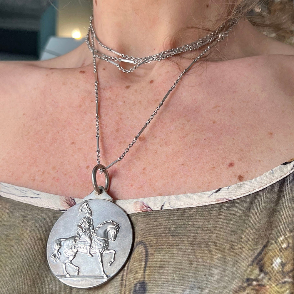 Antique horse medal worn as pendant equestrian jewelry