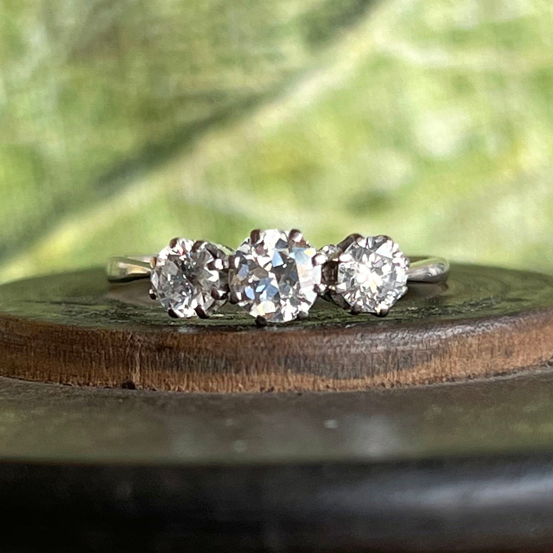 Antique Three-Stone Diamond Ring Gold and Platinum, c. 1920