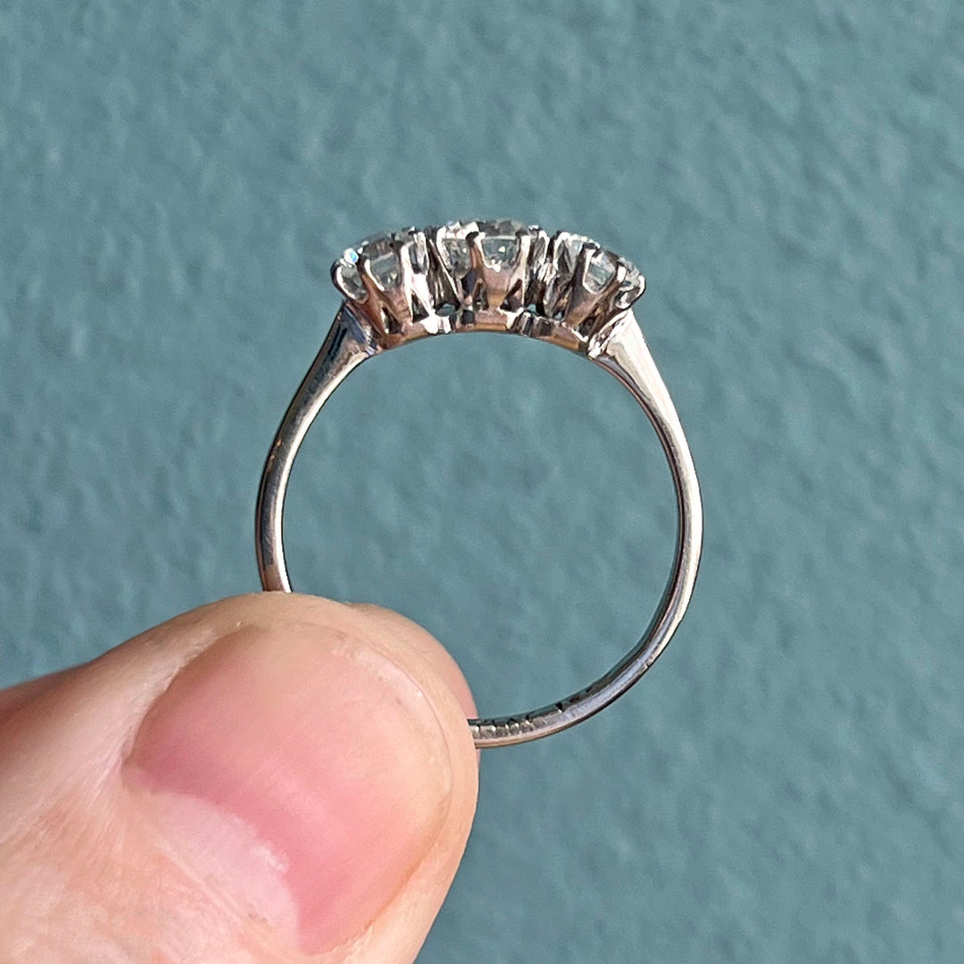 Antique Three-Stone Diamond Ring Gold and Platinum, c. 1920