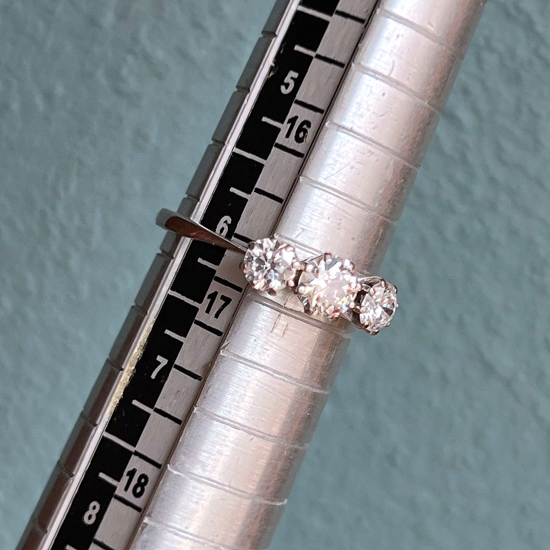 Antique Three-Stone Diamond Ring Gold and Platinum, c. 1920