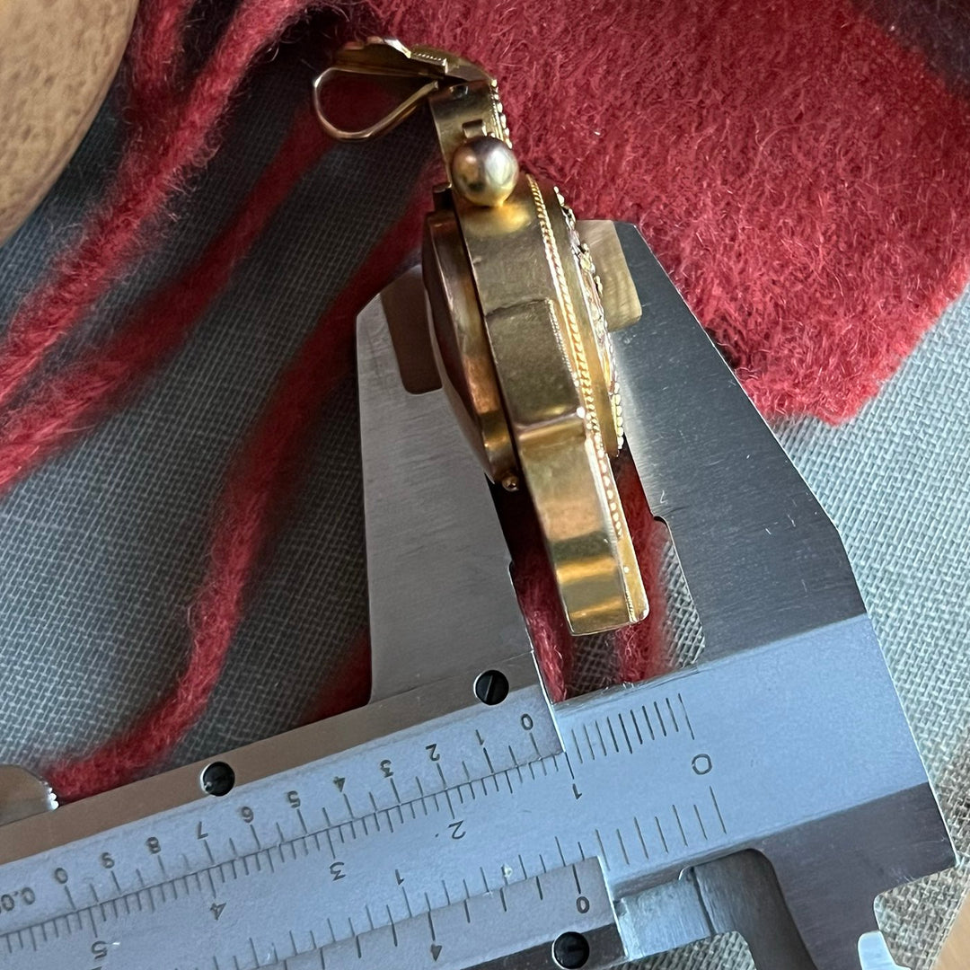 Antique Victorian 15k Gold Locket Pendant Floral Anchor, c.1860