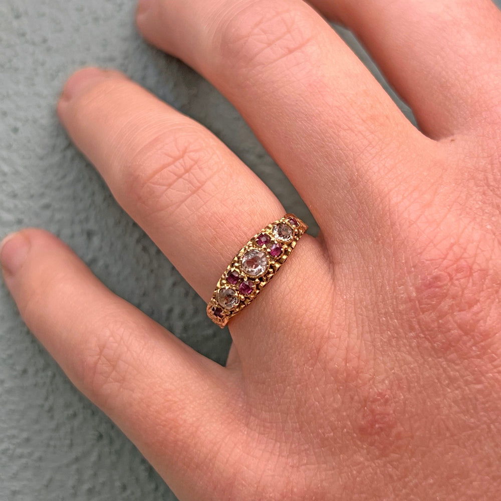 Classic antique ruby aquamarine design