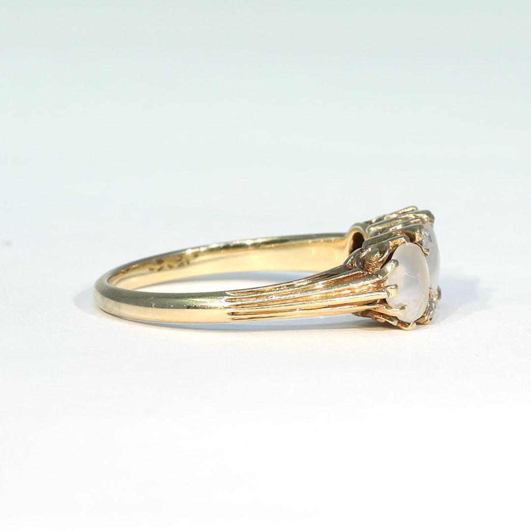 Victorian seven stone gold ring with diamond accents