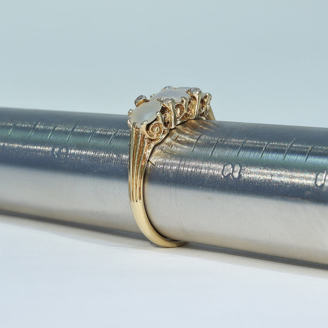 Victorian seven stone ring with luminous mother of pearl