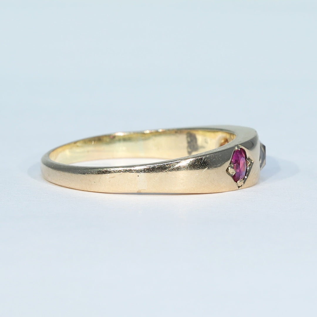 Antique English ruby diamond ring size 7.75