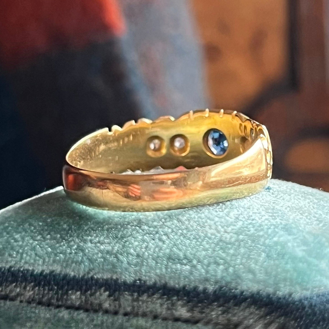 Victorian sapphire ring with diamond accents gold