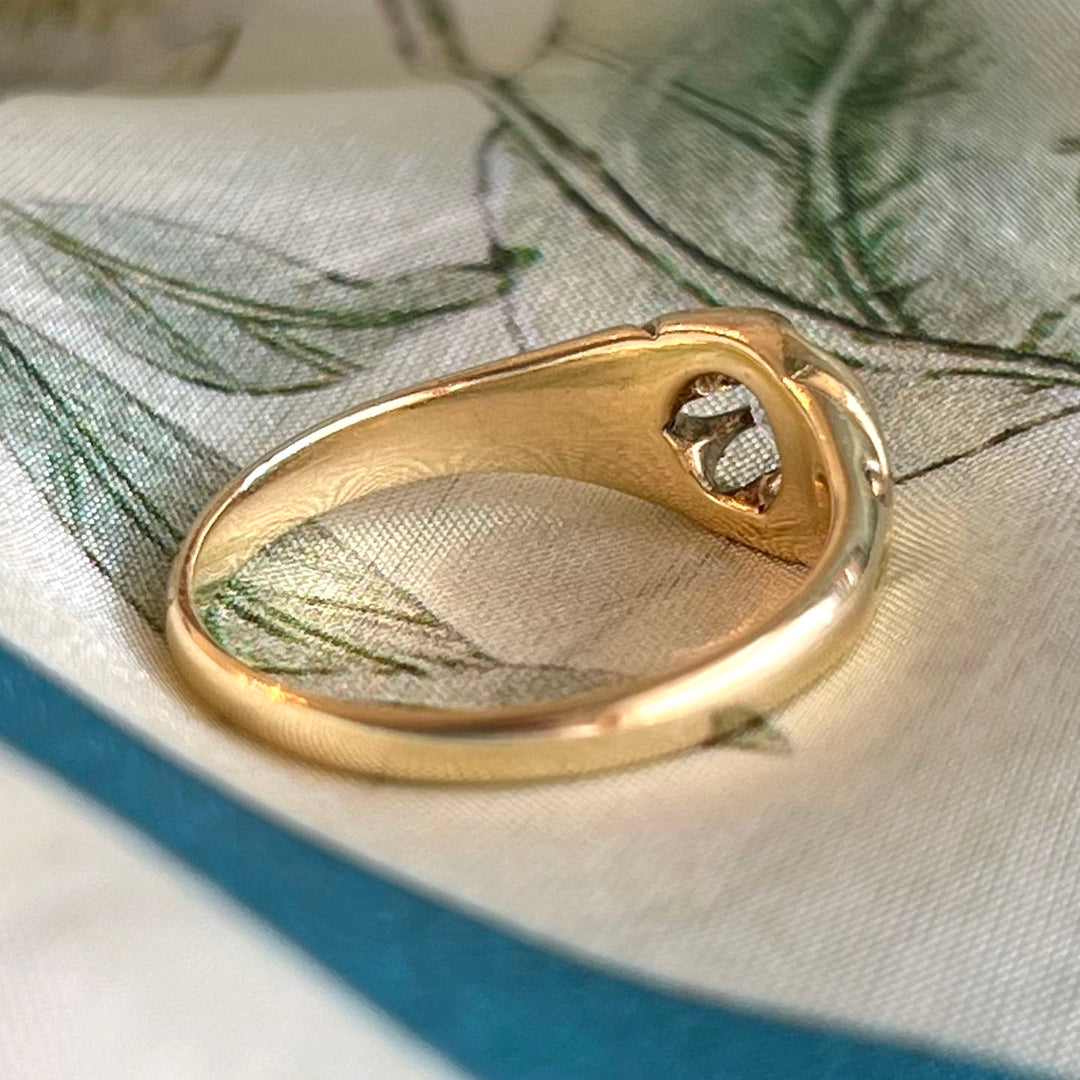 Antique Victorian 18k Gold Ring Diamond Solitaire, c.1890