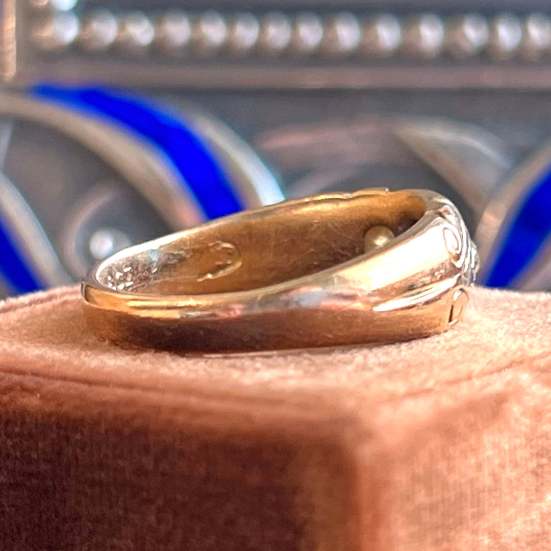 Antique Victorian 18k Gold Sapphire Diamond Ring c. 1900