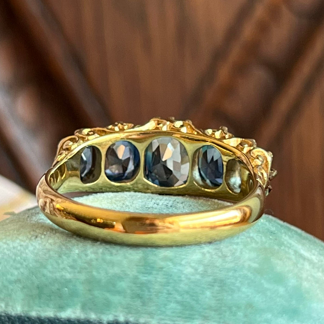 Antique Victorian 18k Gold Sapphire Ring, c. 1890