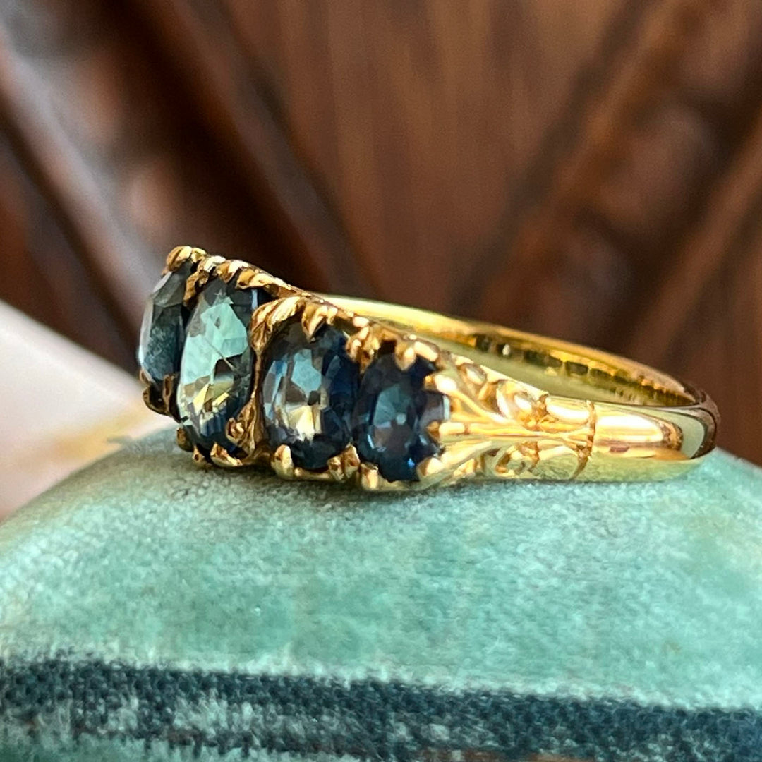 Antique Victorian 18k Gold Sapphire Ring, c. 1890