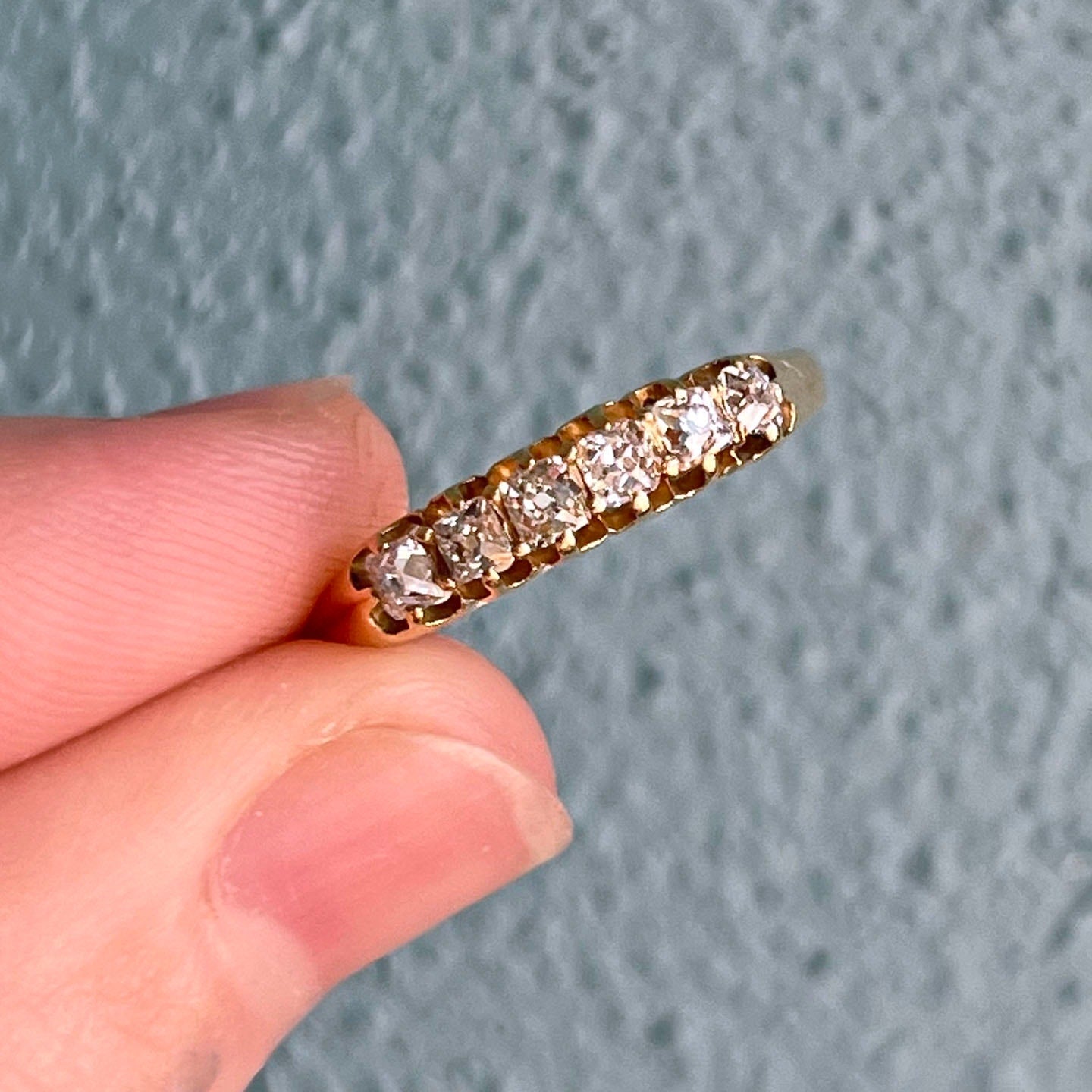 Antique Victorian 18k Gold Six Stone Diamond Ring, Circa 1890