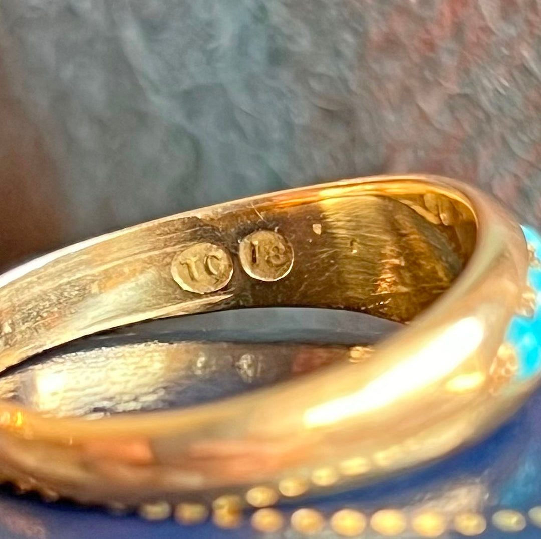 Antique Victorian 18k Gold Turquoise Five-Stone Ring, c.1900