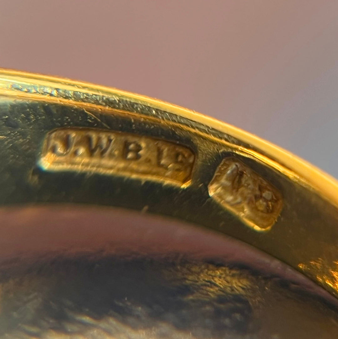 Antique Victorian 3-Stone Ring 18k Gold Sapphire and Pearl, c.1890