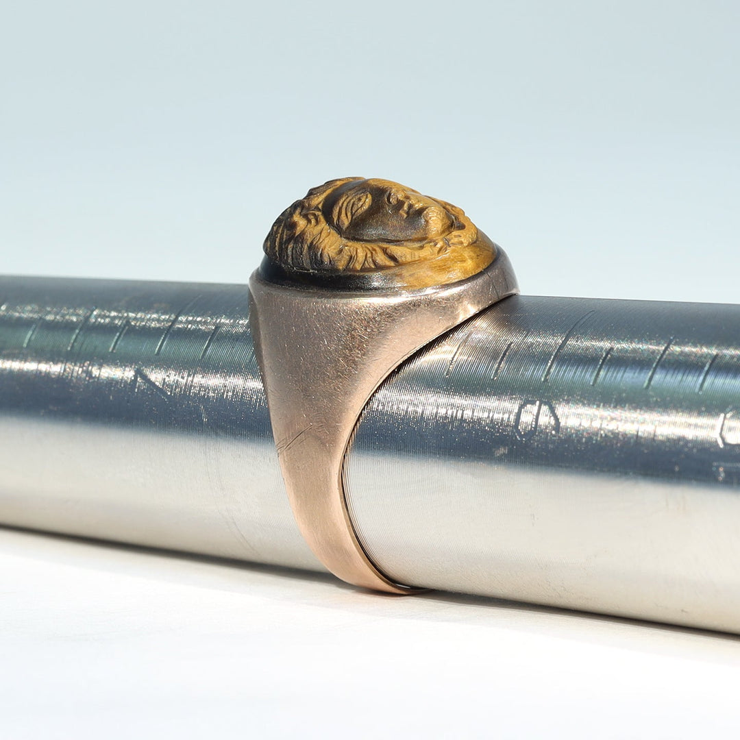 Victorian tiger's eye cameo ring in US size 8