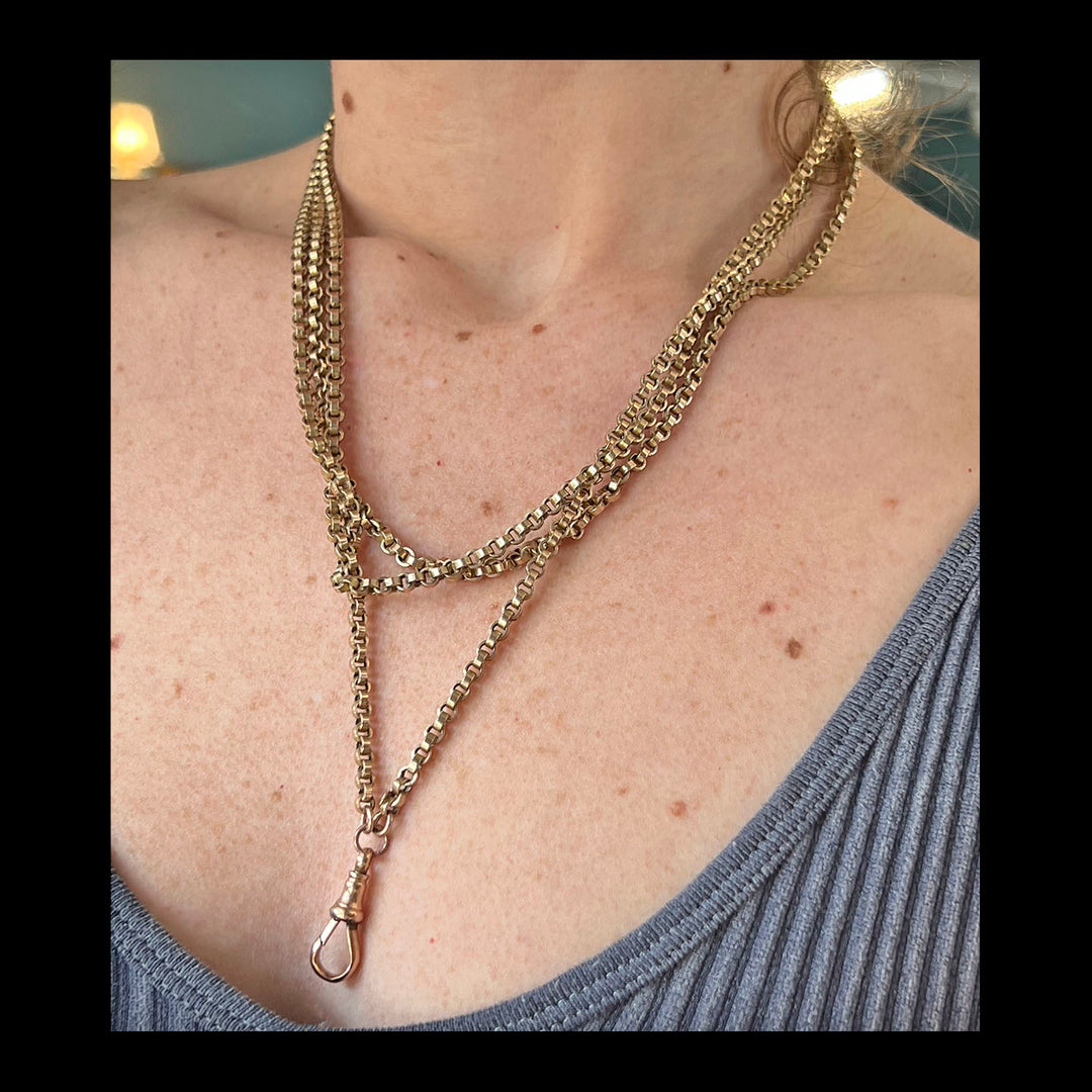 Antique Victorian 9k Gold 60” Chain c. 1880