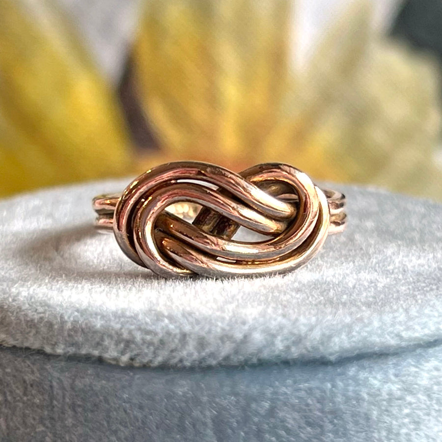 Antique Victorian 9k Gold Love Knot Ring, Birmingham 1891