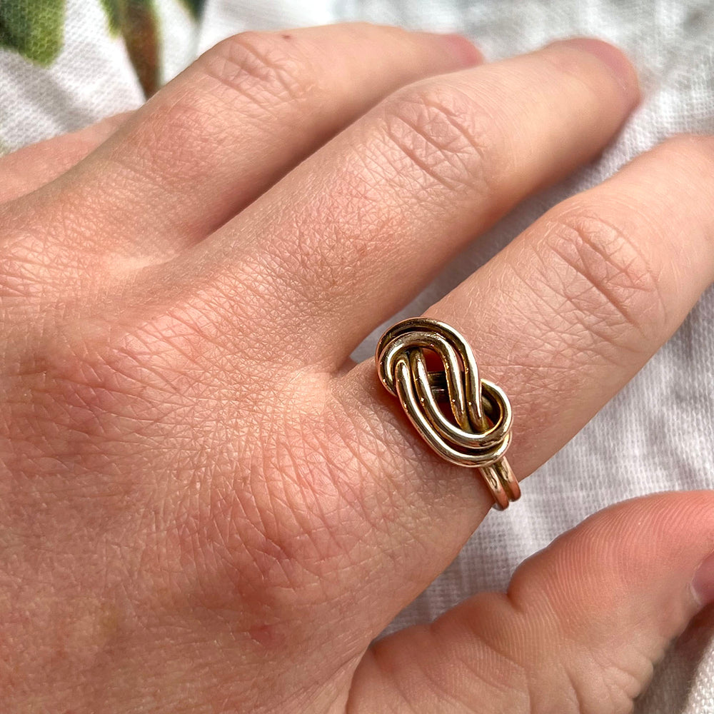 Antique Victorian 9k Gold Love Knot Ring, Birmingham 1891