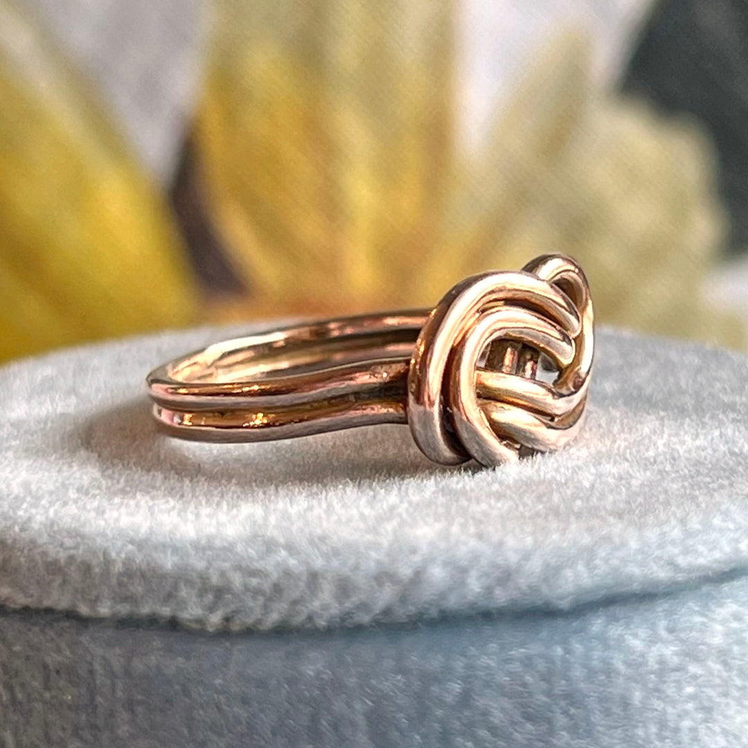Antique Victorian 9k Gold Love Knot Ring, Birmingham 1891