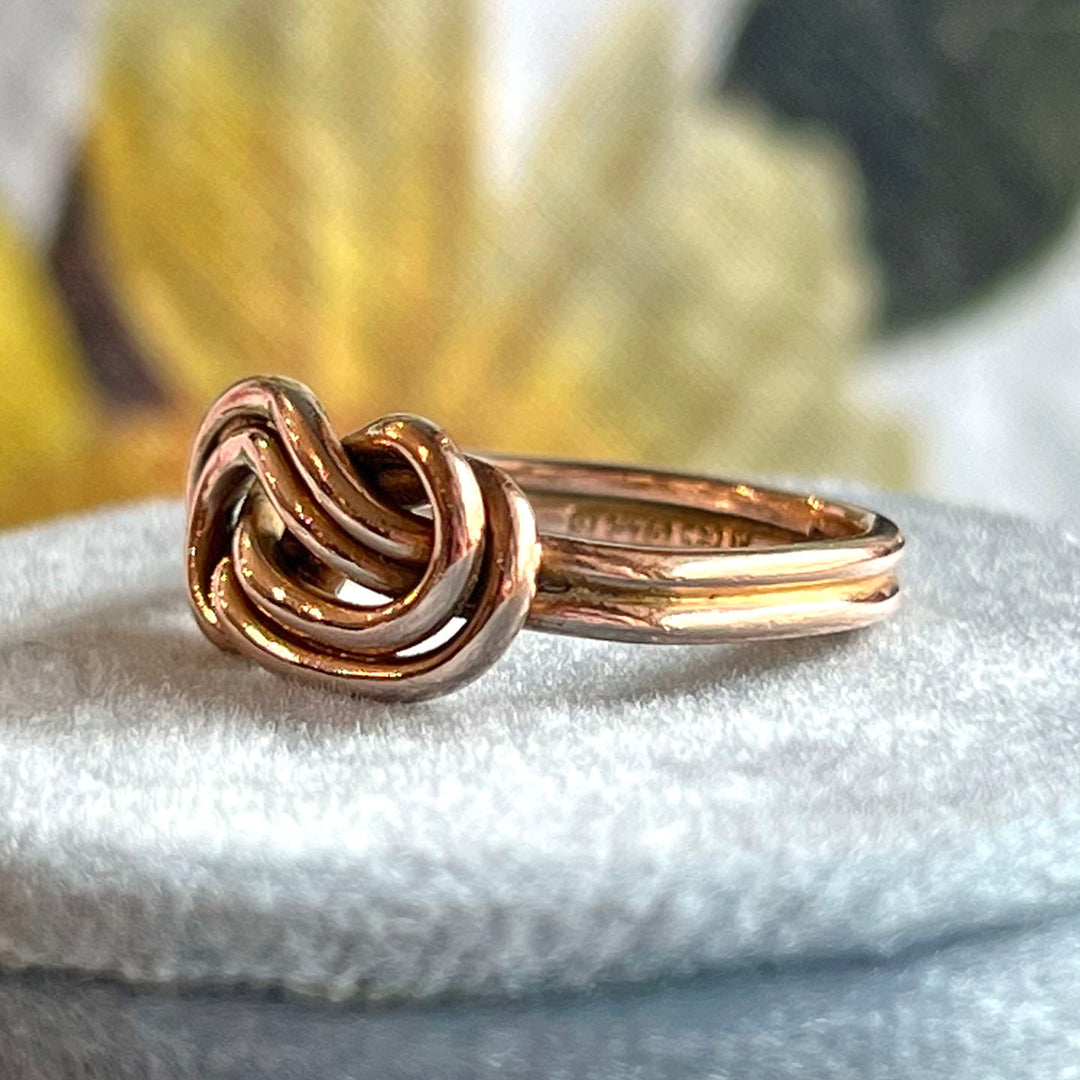 Antique Victorian 9k Gold Love Knot Ring, Birmingham 1891