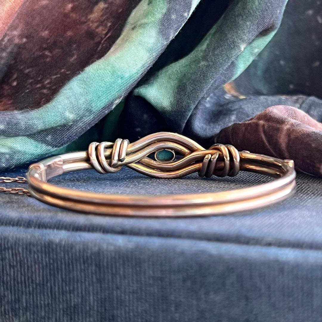 Detail of Victorian turquoise set gold bangle bracelet