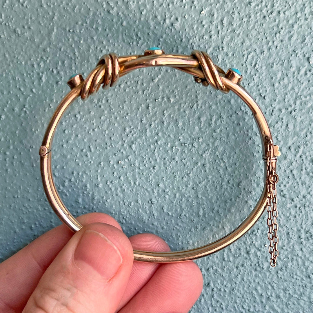 Antique gold turquoise bangle classic Victorian style