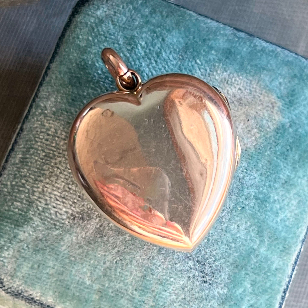 Antique Victorian 9k Ruby & Pearl Star-Set Heart Locket, c.1890