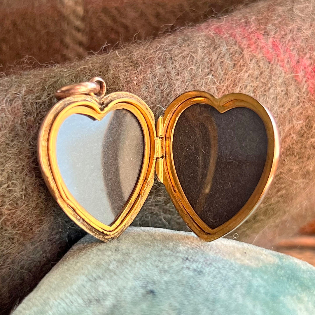 Antique Victorian 9k Ruby & Pearl Star-Set Heart Locket, c.1890