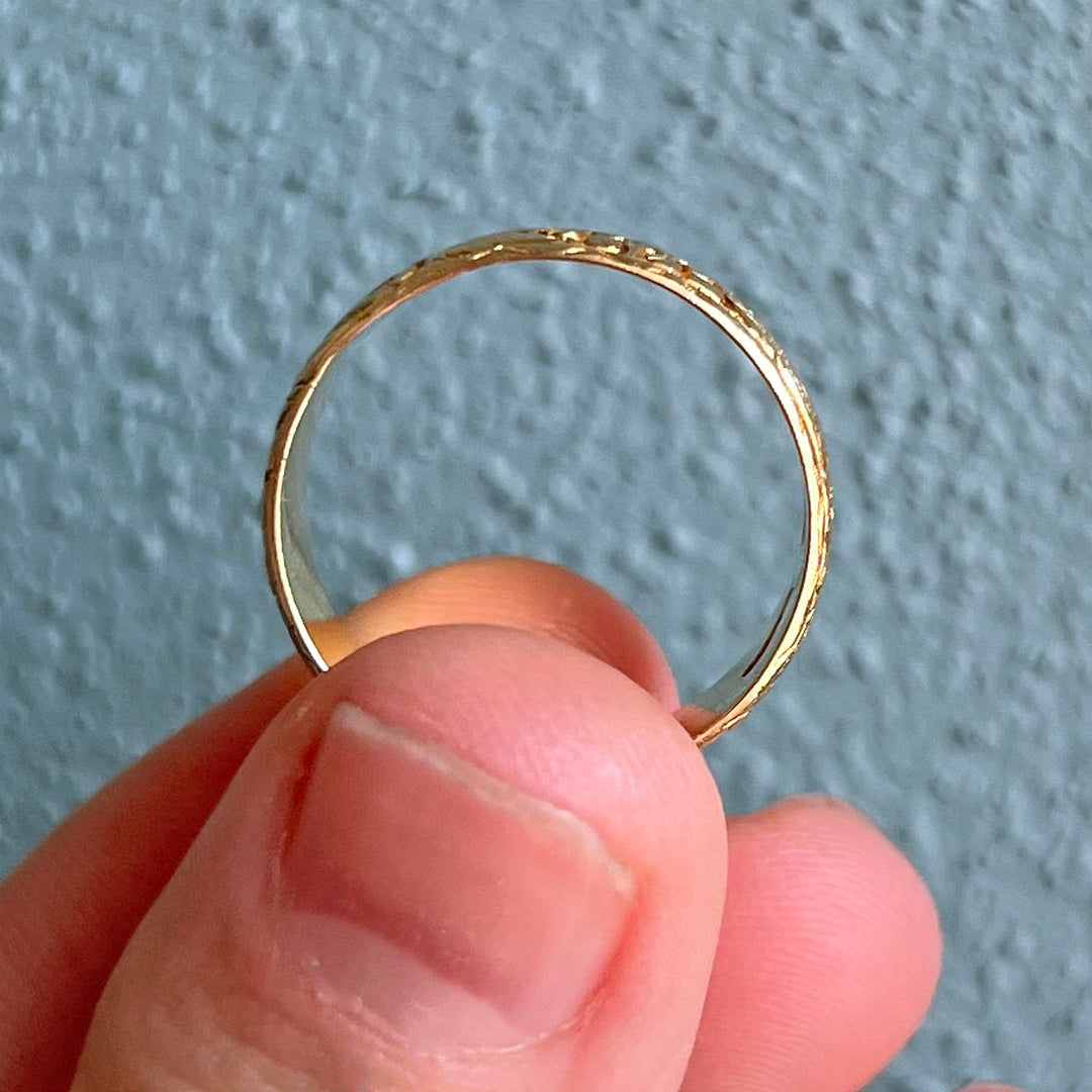 Antique Victorian Band Engraved 18k Gold Floral Birmingham 1903