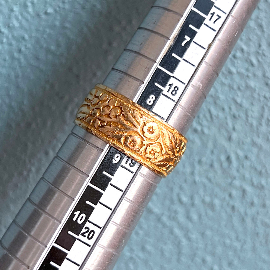 Antique Victorian Band Engraved 18k Gold Floral Birmingham 1903