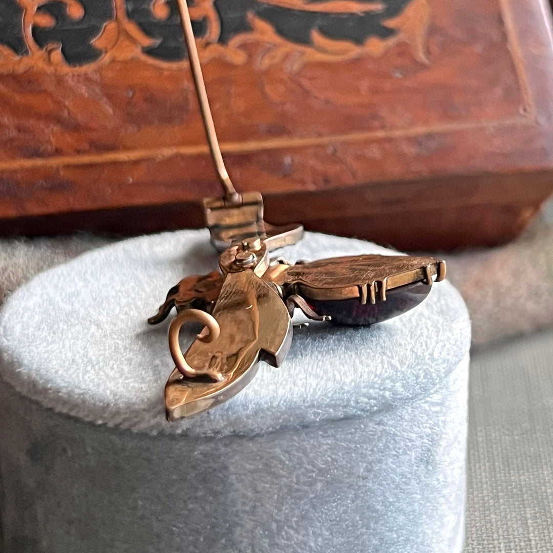 Antique Victorian Brooch Garnet Winged Bee, c.1890