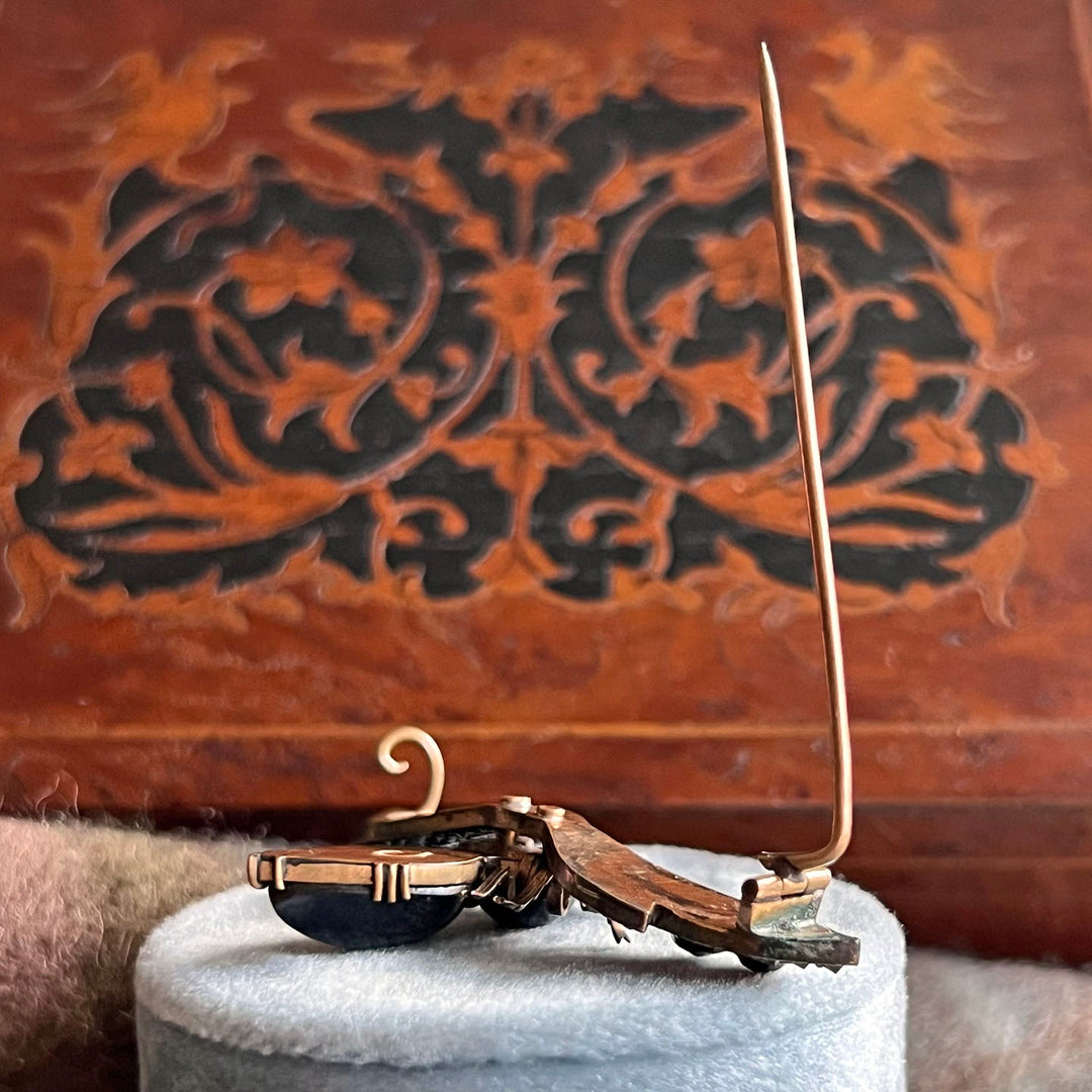 Antique Victorian Brooch Garnet Winged Bee, c.1890