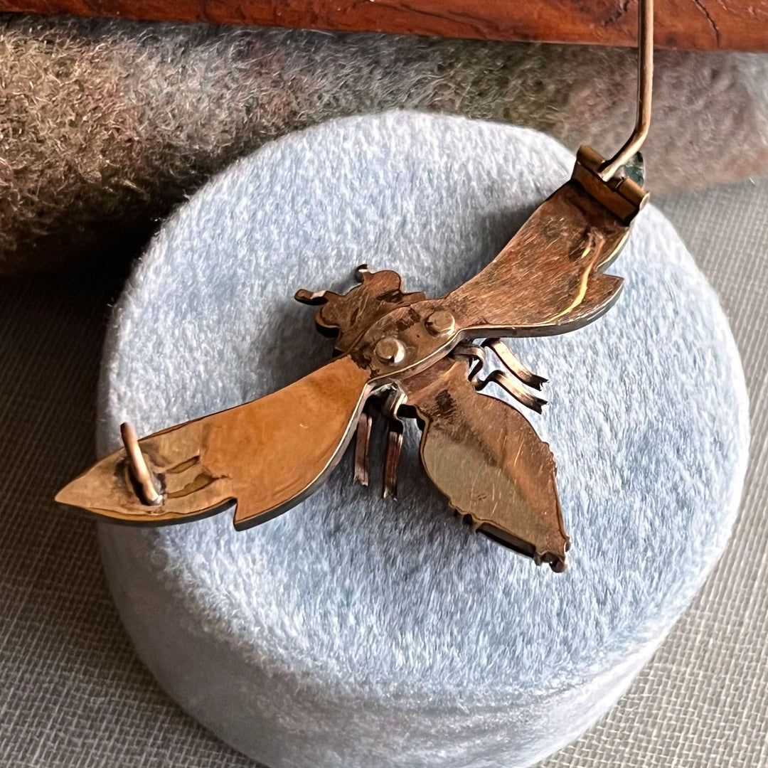 Antique Victorian Brooch Garnet Winged Bee, c.1890