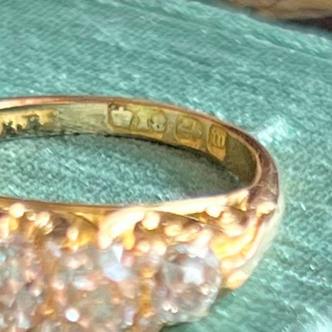 Birmingham 1896 hallmark on antique 18k gold diamond ring