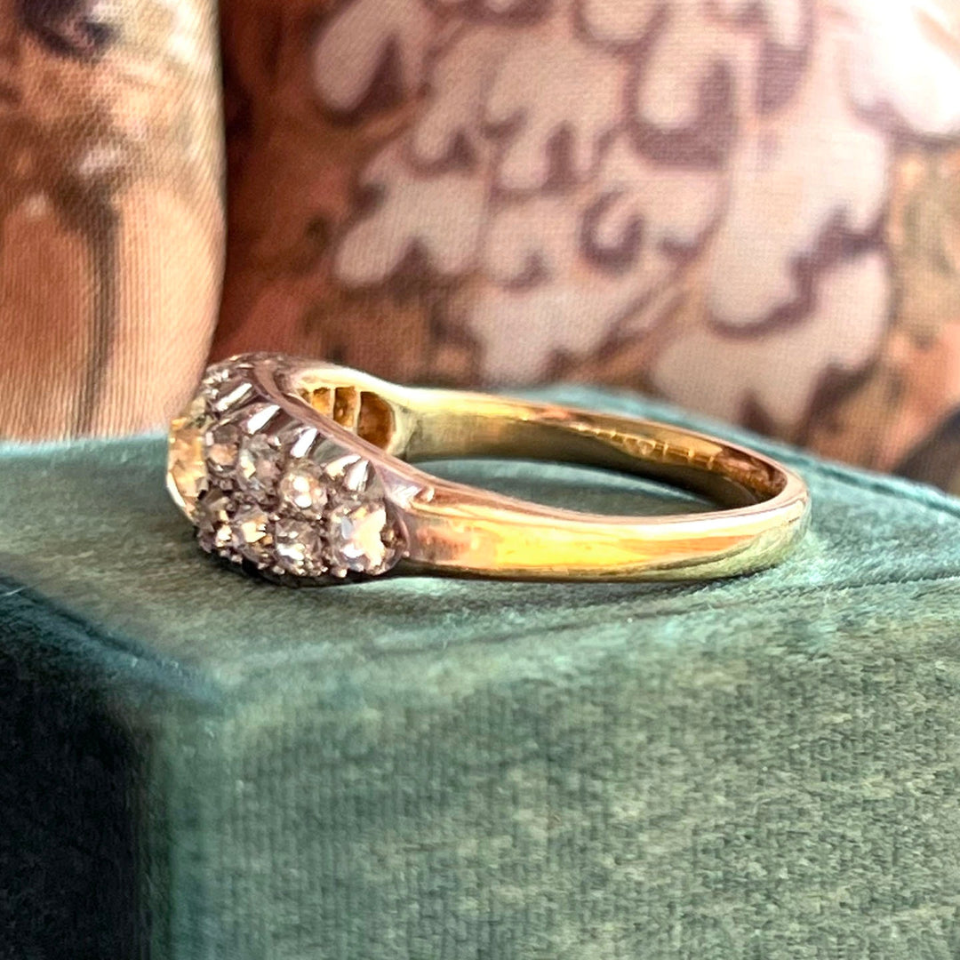 Side view Victorian diamond ring gold band